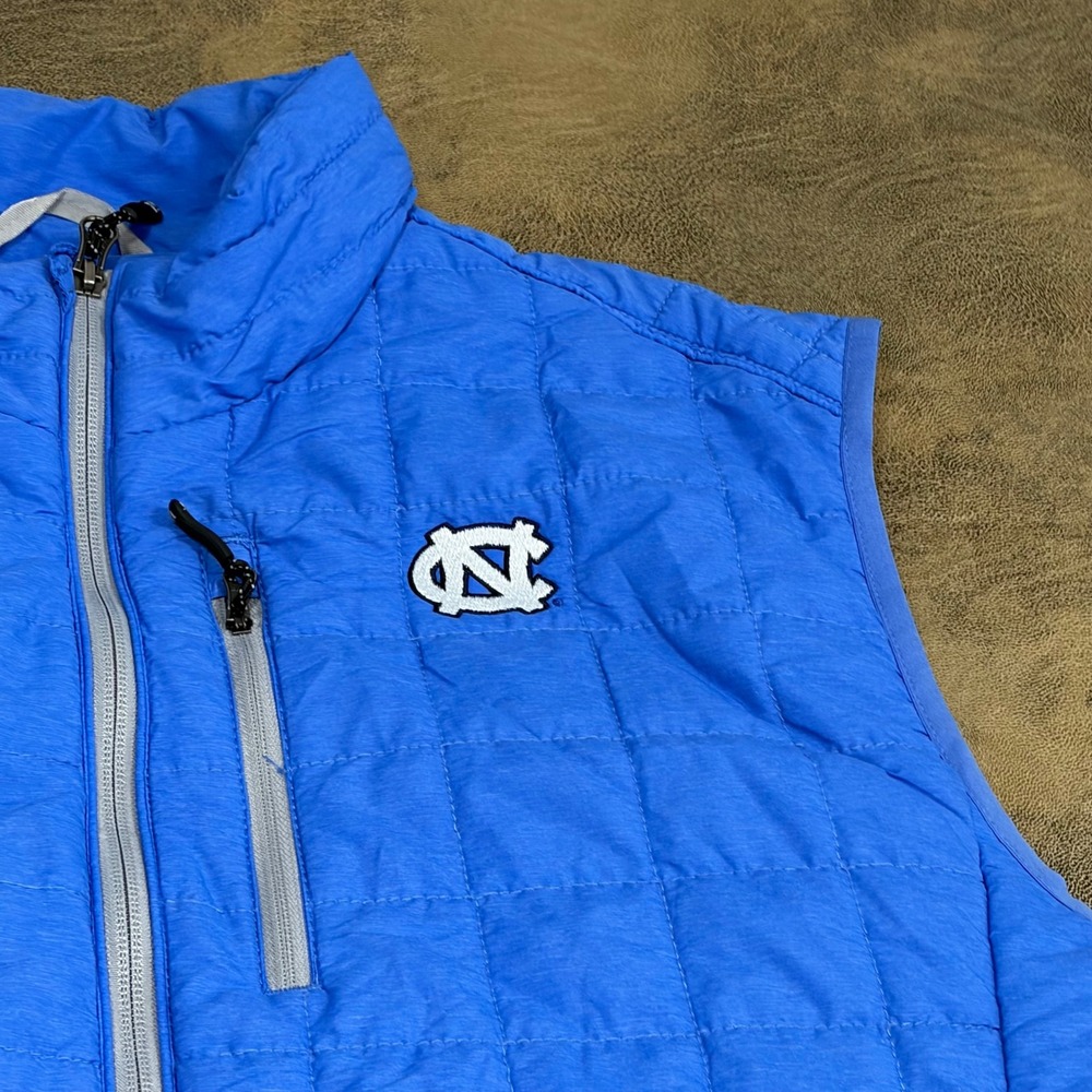 Cutter & Buck Vest Mens XL Blue UNC Tar Heels WeatherTec Quilted Full Zip 2766